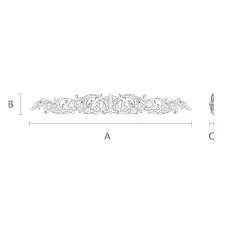 Classic carved insert from natural wood N-269 with symmetrical ornament drawing