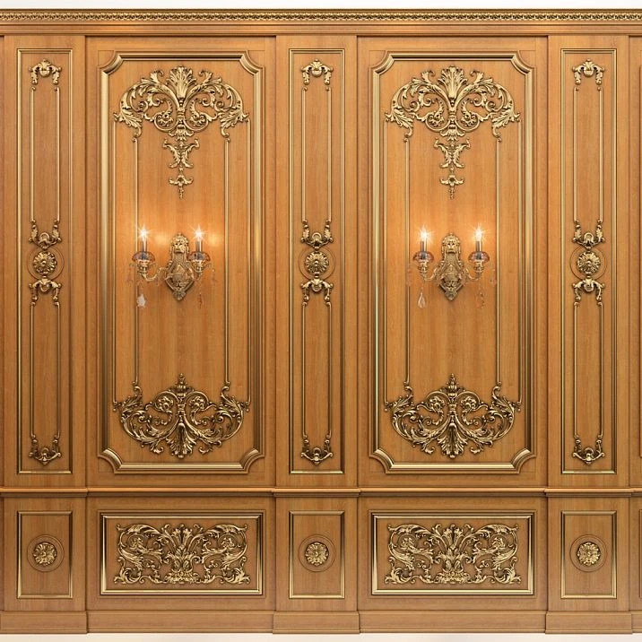 Wooden decor, application of carved wooden appliques N-277 on wall panels