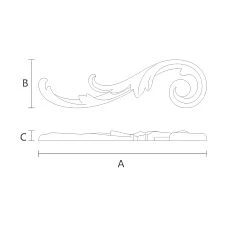 Carved overlay N-290L from oak or beech - drawing