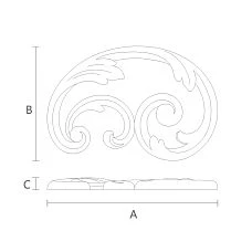 Carved Insert N-292R made of wood with ornament drawing