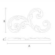 Decorative wooden element with carving drawing