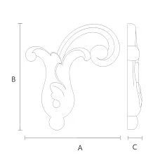 Wooden carving N-303R as an inlay for home decoration, drawing