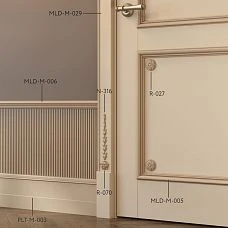 Wooden decor N-316 in interior, application of decorative elements