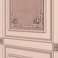 Carved wooden inlay N-326 on doors and walls, interior photo