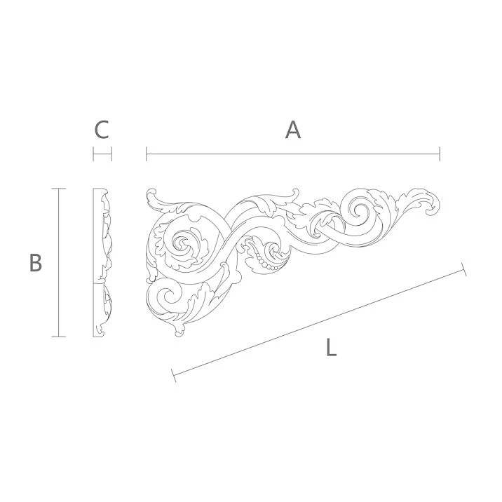 Carved wooden overlay N-339L for wall drawing