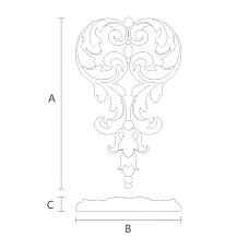 Carved wooden overlay N-372 with flower for furniture decoration drawing