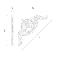 Overlay N-388 for wall, ceiling, door or furniture decoration made of wood with carving drawing