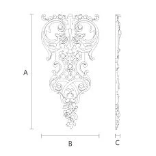 Wooden decor N-414 with wood carving, semicircular shape drawing