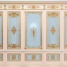 Oak decor for interior, carved overlay N-421 on wall panels photo