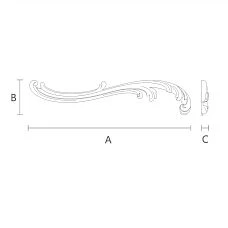 Carved wooden decor for interior - overlay N-427L in the form of a branch with leaves and flowers, drawing