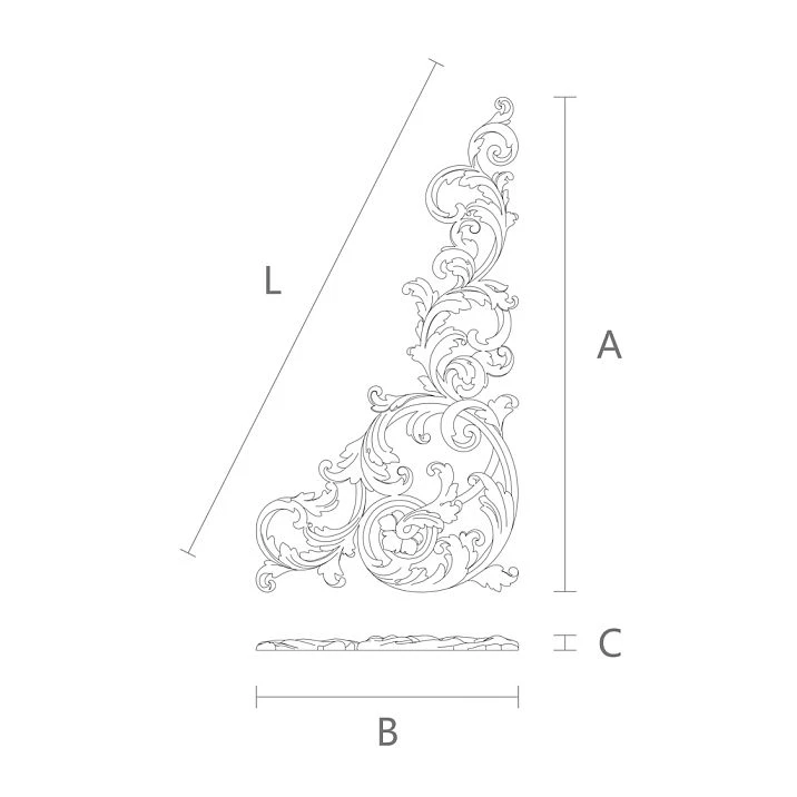 Carved wooden decor overlay N-441R for surface decoration drawing