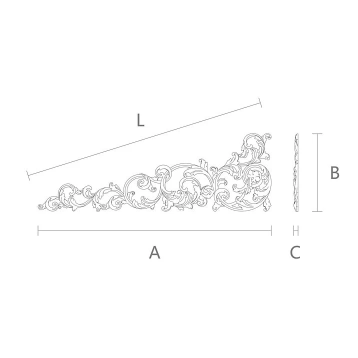 Carved wooden decor overlay N-442L for surface decoration drawing