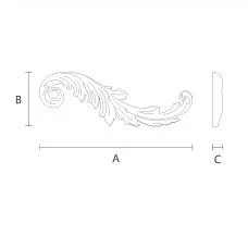 Floral decor for furniture and interiors - carved insert N-458R drawing