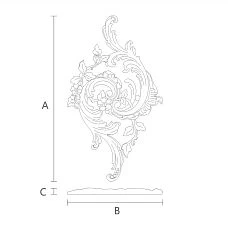 Inlay from solid wood with elegant wood carving drawing