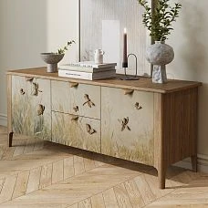 Carved Inlay N-482R Photo in Interior - Butterfly on a Cabinet