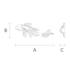 Fish-shaped applique N-484 from beech wood drawing