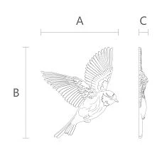 Wooden decor N-493L &ndash; drawing of a carved bird applique