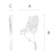 Drawing of wooden decor N-494R with dimensions and proportions indicated.