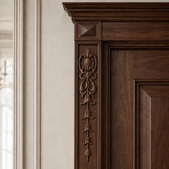 Carved overlay N-499 for decorative furniture design in a classic interior.