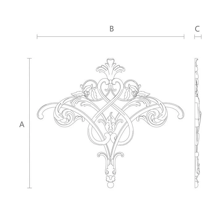 Drawing of stucco decor NPU-508 with dimensions 369&times;419&times;18 mm