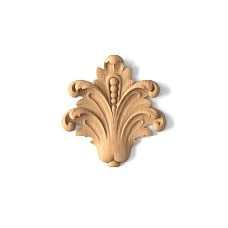 Carved beech inlay on the chest of drawers, emphasizing the wooden decor in the interior