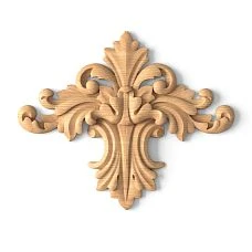Overlay element made of wood array with botanical pattern