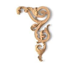 Carved overlay N-323R made of oak or beech with wave and curve ornament