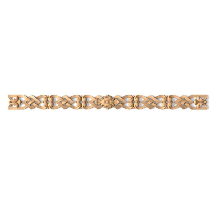 Carved overlay N-332 made of wood with leaf and branch ornamentation on white background