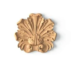Carved wooden overlay with petals, for furniture decoration, N-381