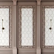 Carved pilaster PLM-018 photo in interior on the wall