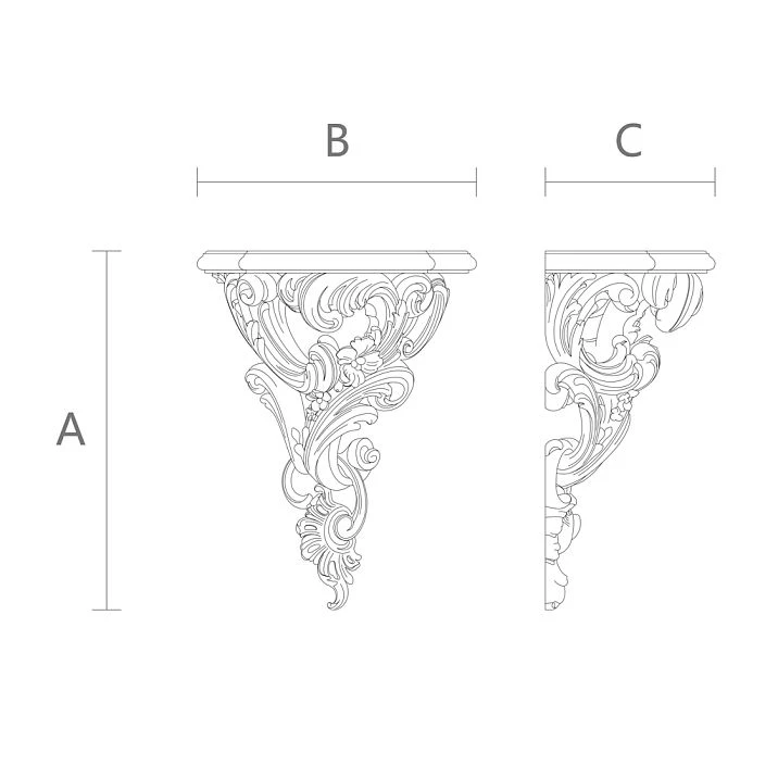 Carved Shelf PKR-001 Drawing