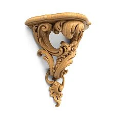 Carved Shelf PKR-001 from beech and oak with elegant ornamentation.