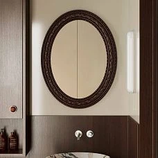 Carved oval frame RM-010 made of oak and beech with a laurel leaf pattern for decorating a mirror in a classic interior