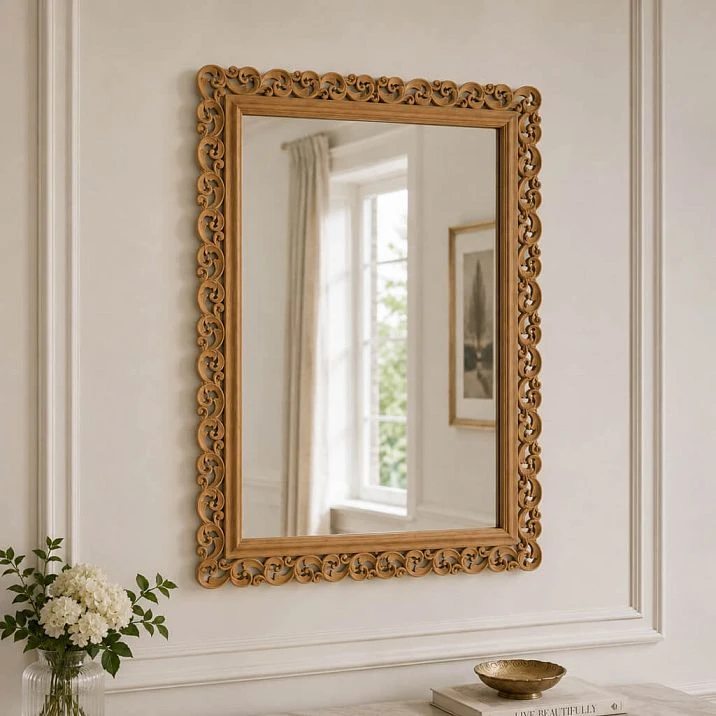 Frame RM-021-2 for a mirror in an interior with classic finishes.