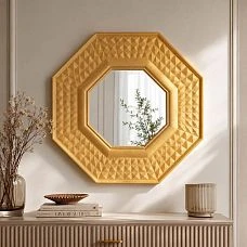 Wooden frame RM-033 for a decorative mirror in a living room interior.