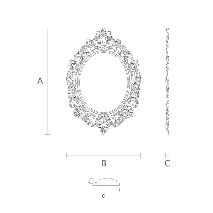 Carved frame RM-041 for pictures, drawing