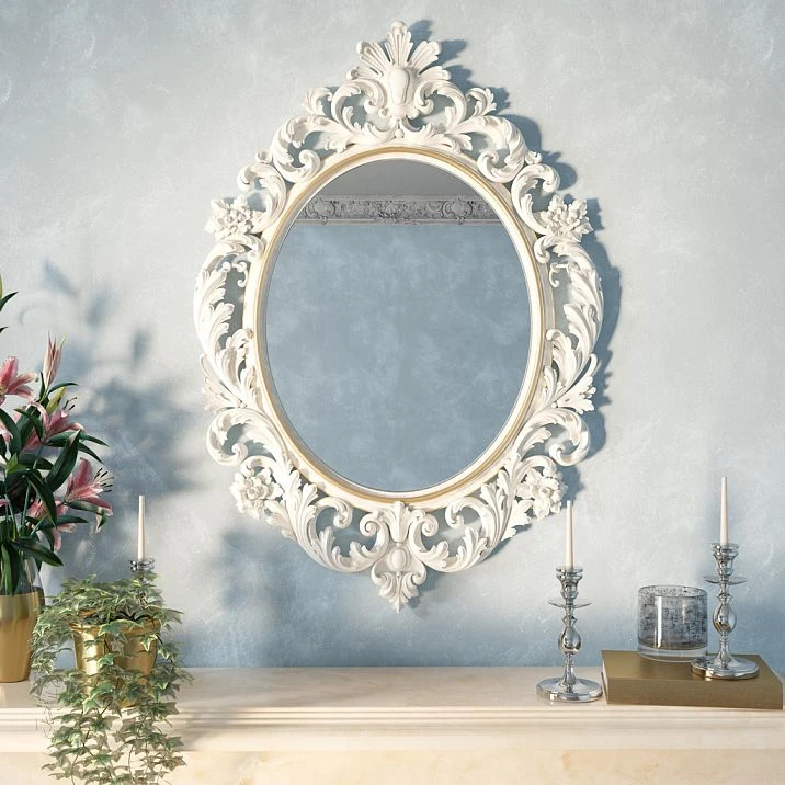 Mirror frame with carved patterns, classic carved wooden frame RM-041