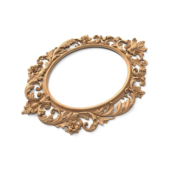 Detailed view of carved frame RM-041 oak