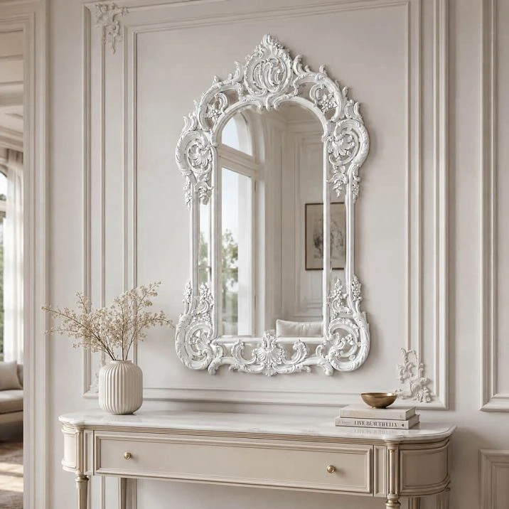 Carved frame RM-048 for a mirror in a luxurious classic interior.