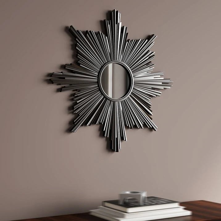 Carved frame RM-050 made of Stavros MDF, round with relief sun rays, for mirrors and paintings, classic and modern, paintable
