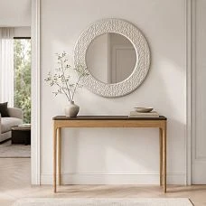 Round carved frame RM-054 made of MDF for stylish interior decoration with table STL-026-5.