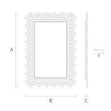 Size diagram of mirror frame RM-056 with dimensions and profile indicated