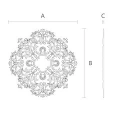 Drawing of ceiling rosette RPU.VRS-001 with dimensions 911&times;911&times;18 mm