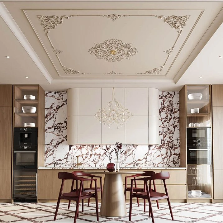 Ceiling rosette RPU-VRS-001 with an elegant decorative ornament.
