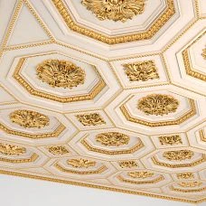 Elegant round rosette made of polyurethane for classical moldings on walls and ceilings of interiors RPU-044
