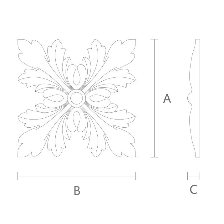 Polyurethane carved element in the form of a rosette &ndash; stylish moldings for walls and ceiling decoration RPU-053, decorative finishing