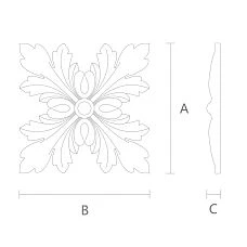 Polyurethane carved element in the form of a rosette &ndash; stylish moldings for walls and ceiling decoration RPU-053, decorative finishing