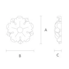 Polyurethane rose RPU-070 scheme for interior decoration and creating moldings on walls