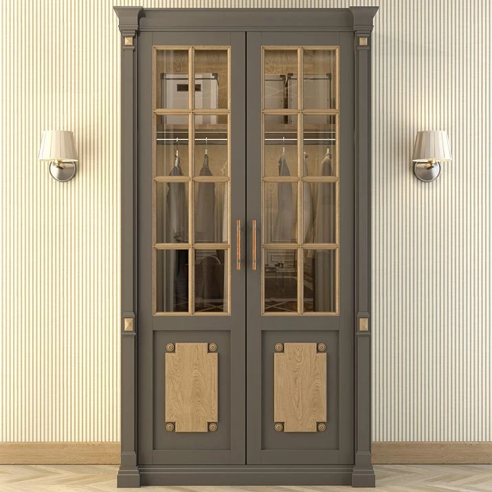 Door decoration with wooden decorative overlay, carved rosette R-057