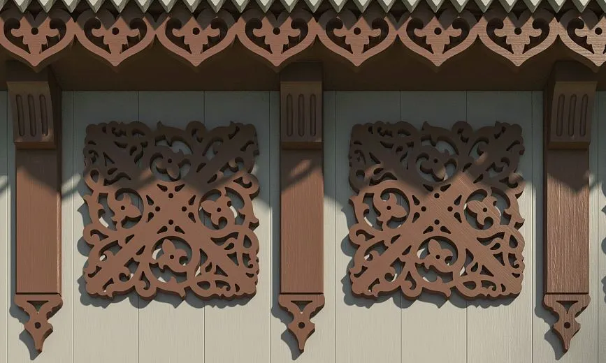 Close-up of complex ornaments in traditional Russian style.